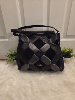 Coach Edie Black Patchwork Leather Shoulder Bag- Rare